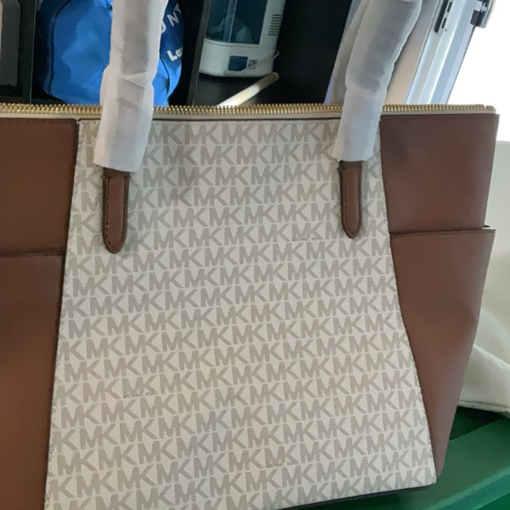 Michael Kors Brown and Cream Monogram Tote